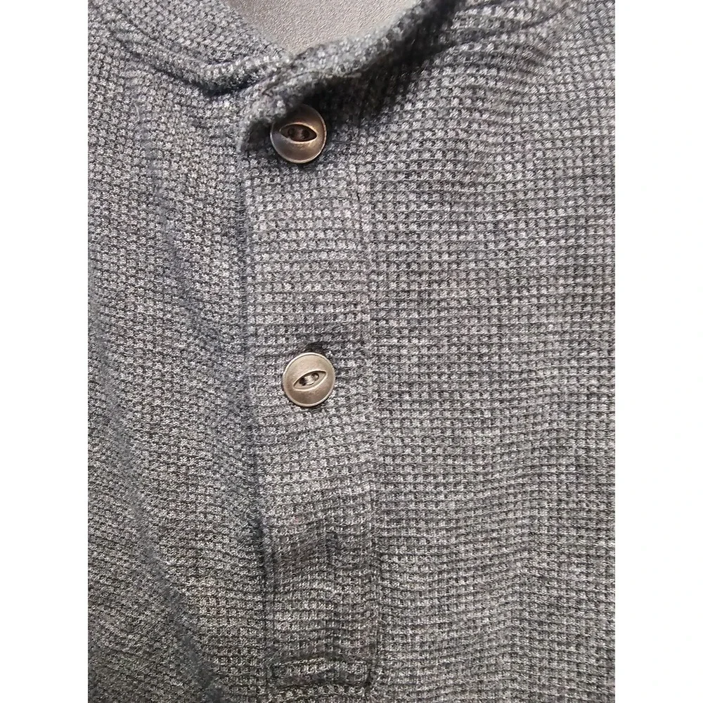 The Children's Place Boys L‎ 10/12 Henley Thermal Long Sleeve Waffle Knit Gray